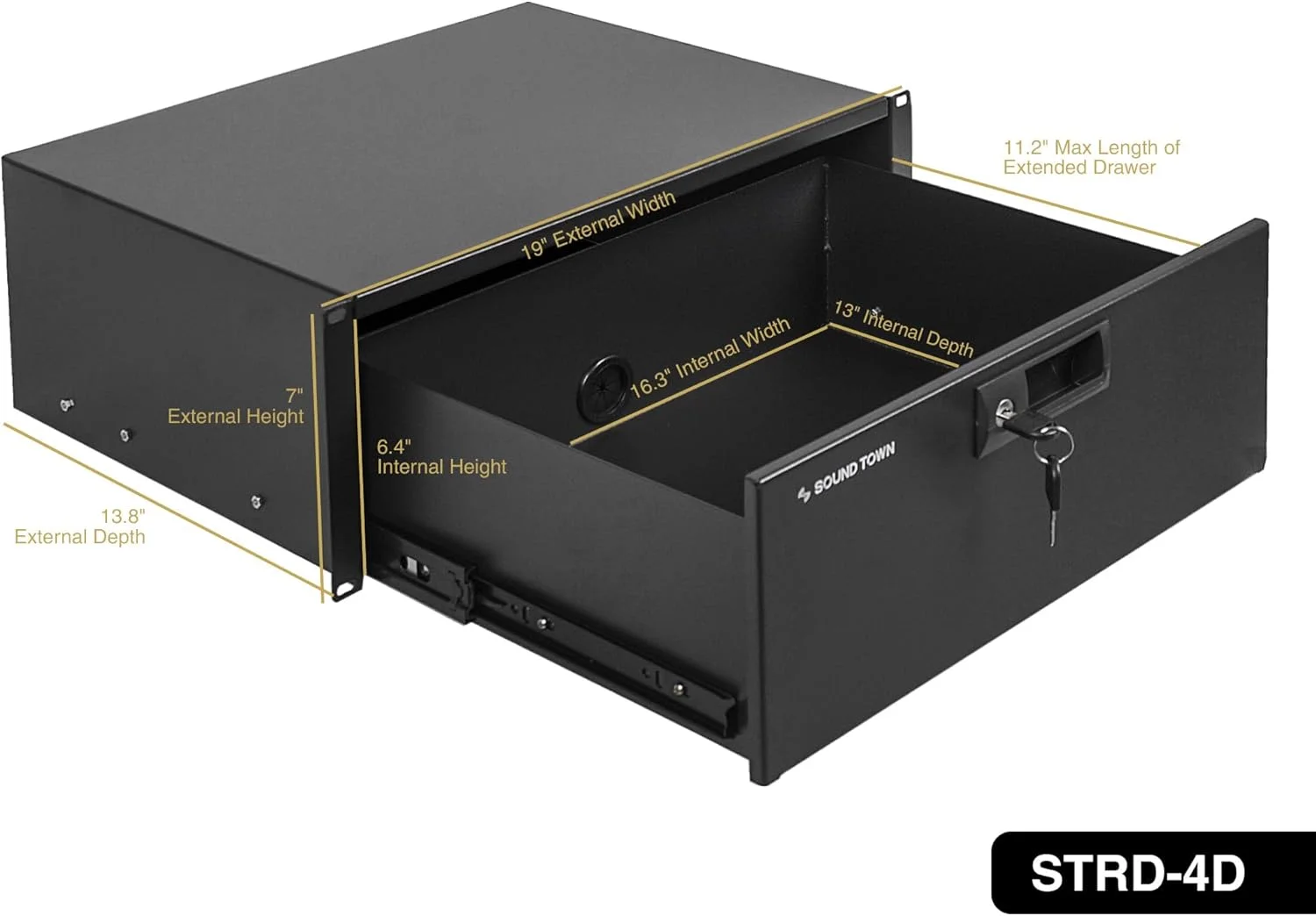 کشو رک 19 اینچی 4 یونیت قفلدار ساند تاون، با فوم محافظ (STRD-4D) کشو رک 19 اینچی 4 یونیت قفلدار ساند تاون، با فوم محافظ (STRD-4D)
