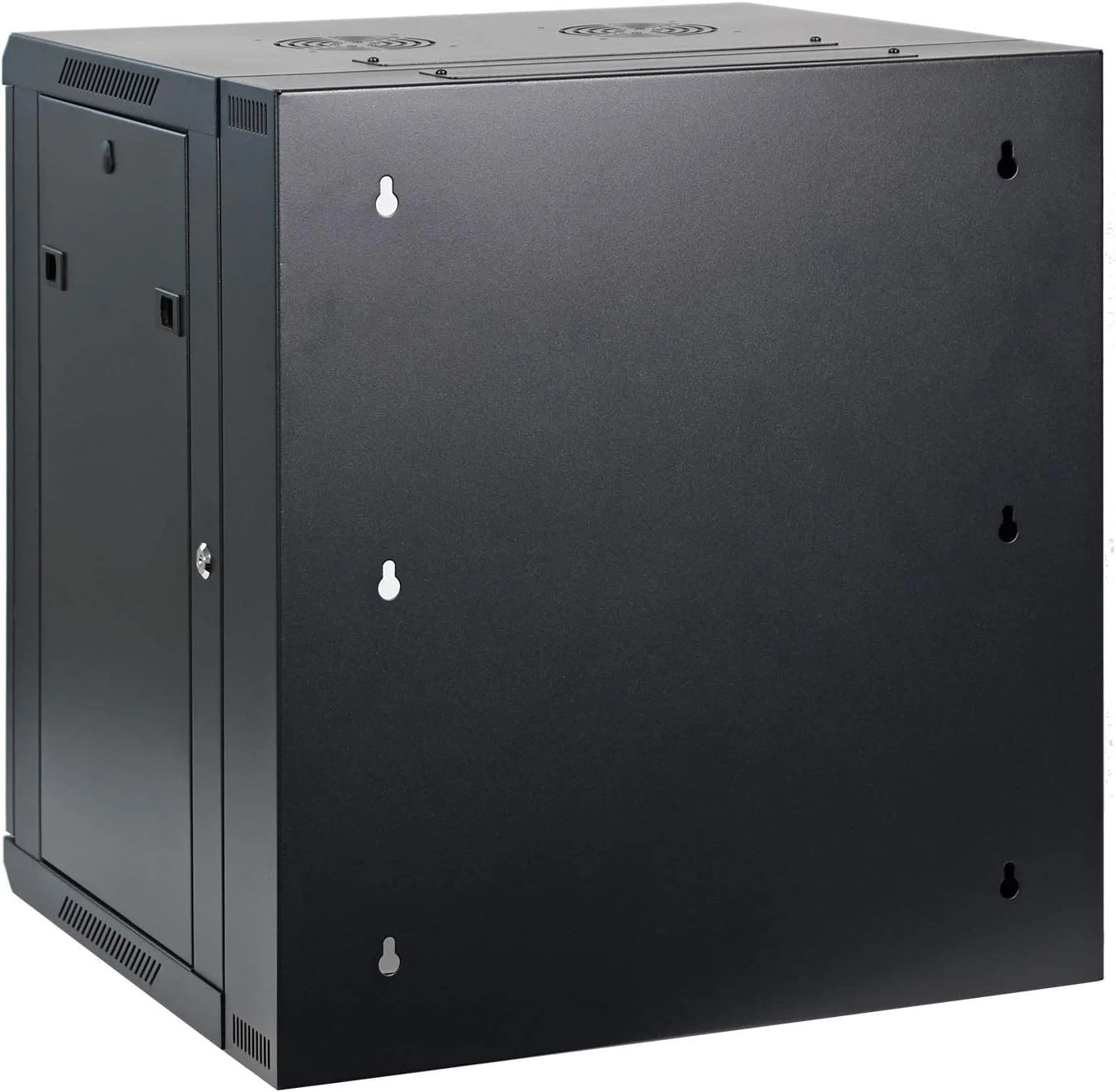 محفظه شبکه 12U Aeons مدل Signature با دو بخش، نصب دیواری 19 اینچی، لولایی و چرخشی، عمق 22 اینچ، درب شیشه ای (مونتاژ شده)