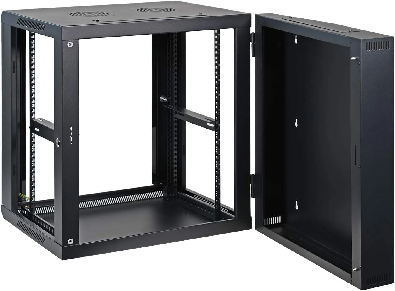 محفظه شبکه 12U Aeons مدل Signature با دو بخش، نصب دیواری 19 اینچی، لولایی و چرخشی، عمق 22 اینچ، درب شیشه ای (مونتاژ شده)