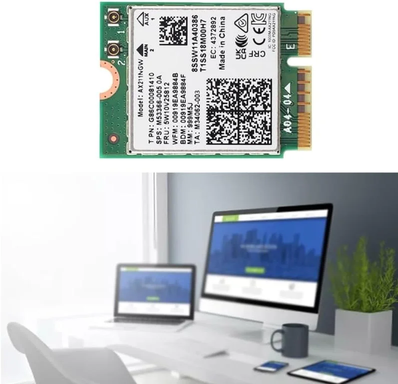 کارت شبکه وای فای AX211NGW WiFi 6E، بلوتوث 5.3، دو باند 2.4G 6G 5374Mbps به همراه آنتن، Key-E CNVIO2