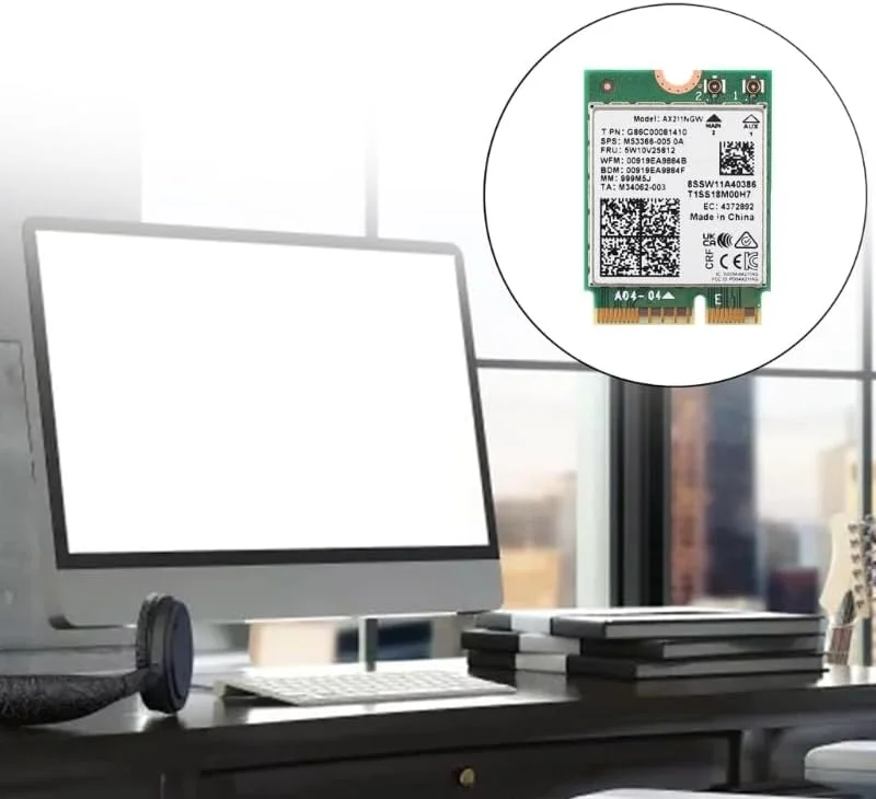 کارت شبکه وای فای AX211NGW WiFi 6E، بلوتوث 5.3، دو باند 2.4G 6G 5374Mbps به همراه آنتن، Key-E CNVIO2