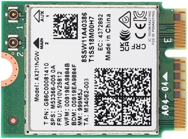 کارت شبکه وای فای AX211NGW WiFi 6E، بلوتوث 5.3، دو باند 2.4G 6G 5374Mbps به همراه آنتن، Key-E CNVIO2