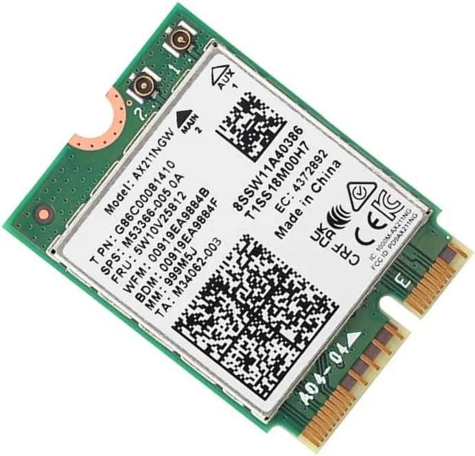 کارت شبکه وای فای AX211NGW WiFi 6E، بلوتوث 5.3، دو باند 2.4G 6G 5374Mbps به همراه آنتن، Key-E CNVIO2