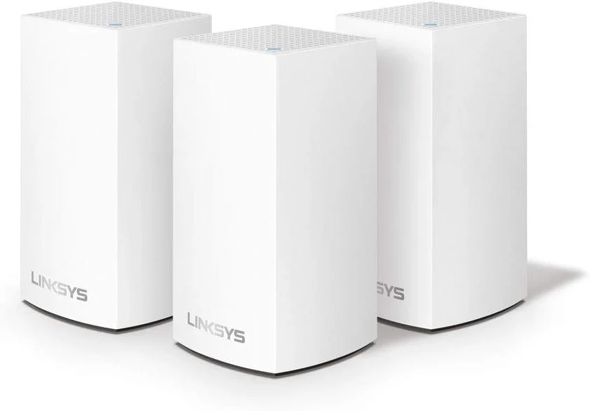 سیستم وای‌فای مش خانگی Linksys VLP0103 Velop (روتر/تقویت کننده وای‌فای AC1200 برای پوشش یکپارچه تا 418 متر مربع، کنترل والدین، بسته 3 عددی، سفید)