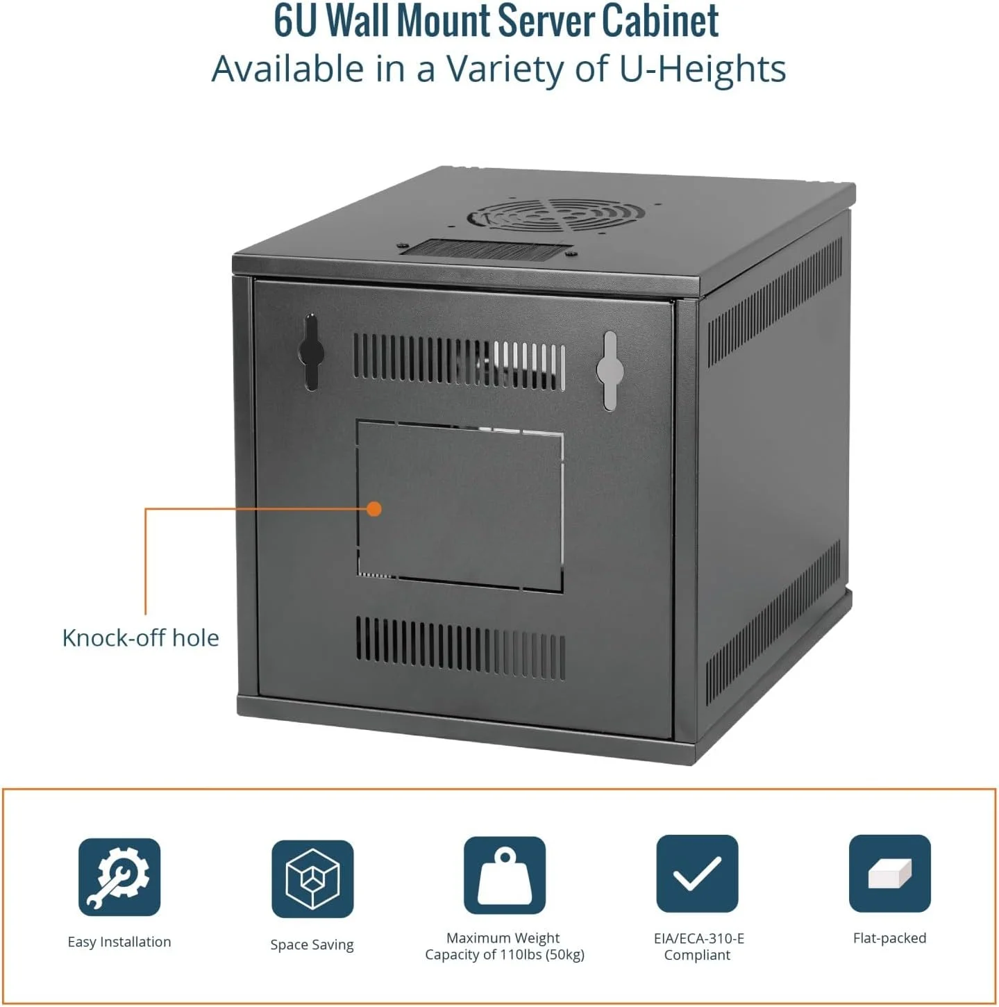 کابینت شبکه 6 یونیت دیواری Tecmojo، عرض 25 سانتیمتر، عمق 330 میلی‌متر، به همراه قفسه رک، پنل‌های برس‌دار و نگهدارنده کابل برای دستگاه‌های AV/IT/Data، ظرفیت 20 کیلوگرم، درب شیشه‌ای