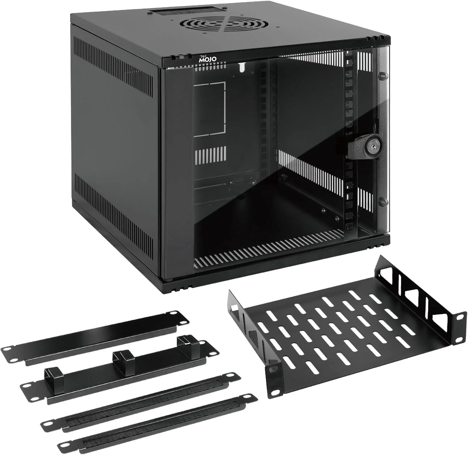 رک دیواری 6 یونیت 10 اینچی Tecmojo، مجموعه کابینت شبکه، 31.2W x 33D x 30H سانتی متر - ظرفیت بار 50 کیلوگرم، رک سرور دیواری 10 اینچی مشکی