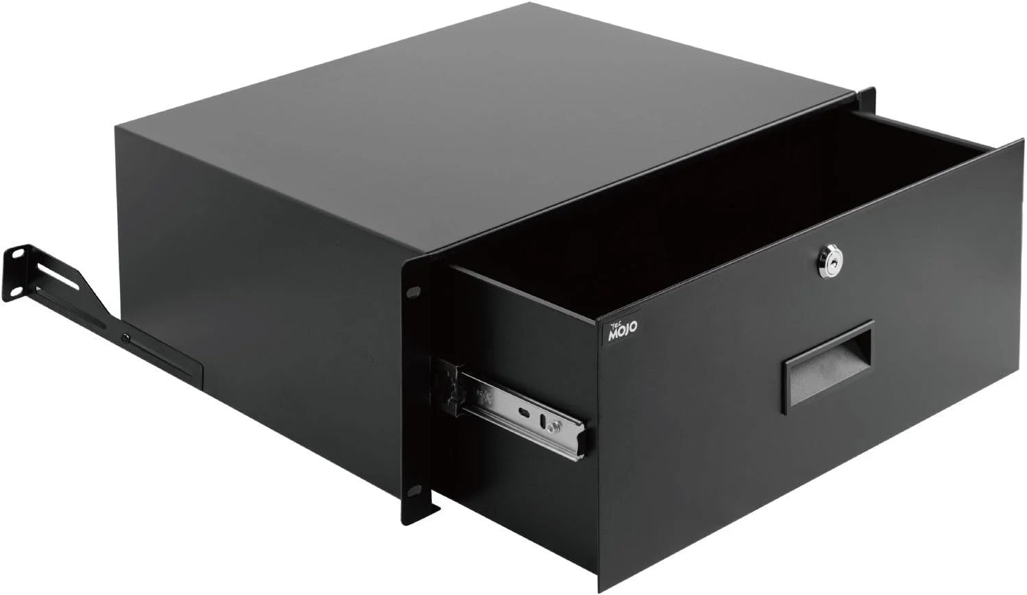 کشو قفل‌دار رک مونت TECMOJO - 10 کیلوگرم، کشوی فولادی قفل‌شدنی امن برای رک تجهیزات شبکه/سرور/AV 19 اینچی یا محفظه کابینت 1U/2U/3U/4U/6U (4U)