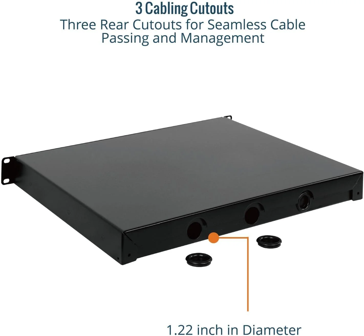 کشو رک Tecmojo 1U، نصب رک برای رک یا محفظه کابینت شبکه/سرور/AV 19 اینچی، قفل‌شو با پشتیبانی عقب - تحمل بار 10 کیلوگرم، با ورودی کابل و سوراخ‌های مدیریت کابل، مشکی