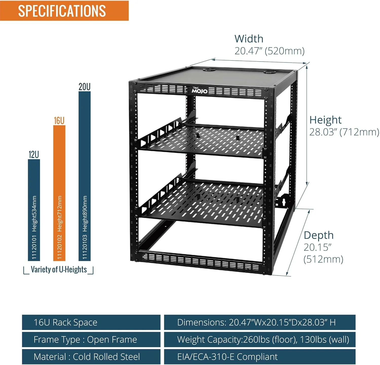 رک شبکه 16U فریم باز TECMOJO برای تجهیزات IT و AV، رک AV ایستاده یا دیواری، با 2 عدد قفسه رک 1U و سخت افزار نصب، رک شبکه برای شبکه 19 اینچی، دستگاه صوتی و تصویری رک شبکه 16U فریم باز TECMOJO برای تجهیزات IT و AV، رک AV ایستاده یا دیواری، با 2 عدد قفسه رک 1U و سخت افزار نصب، رک شبکه برای شبکه 19 اینچی، دستگاه صوتی و تصویری