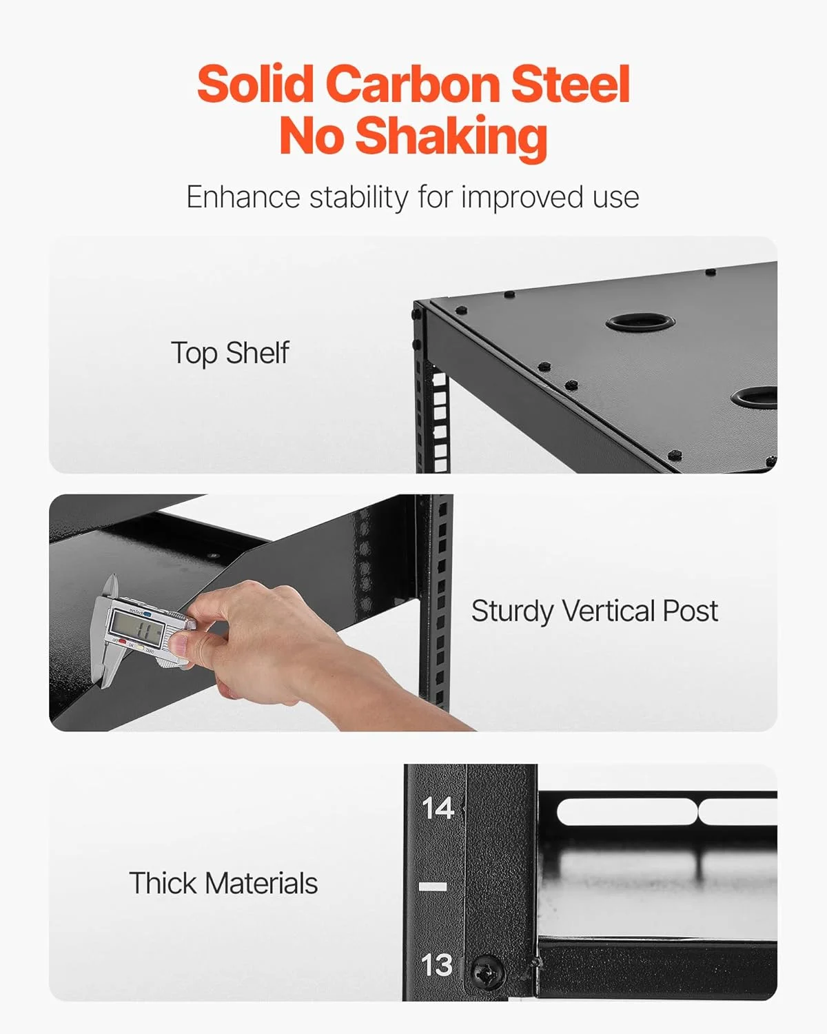 رک شبکه فریم باز VEVOR 16U، عمق 23 اینچ، رک سرور قابل نصب روی دیوار یا ایستاده، 4 پایه سنگین، با قفسه های تهویه دار و سخت افزار نصب، مناسب برای نگهداری تمام تجهیزات شبکه IT و تجهیزات AV شما رک شبکه فریم باز VEVOR 16U، عمق 23 اینچ، رک سرور قابل نصب روی دیوار یا ایستاده، 4 پایه سنگین، با قفسه های تهویه دار و سخت افزار نصب، مناسب برای نگهداری تمام تجهیزات شبکه IT و تجهیزات AV شما