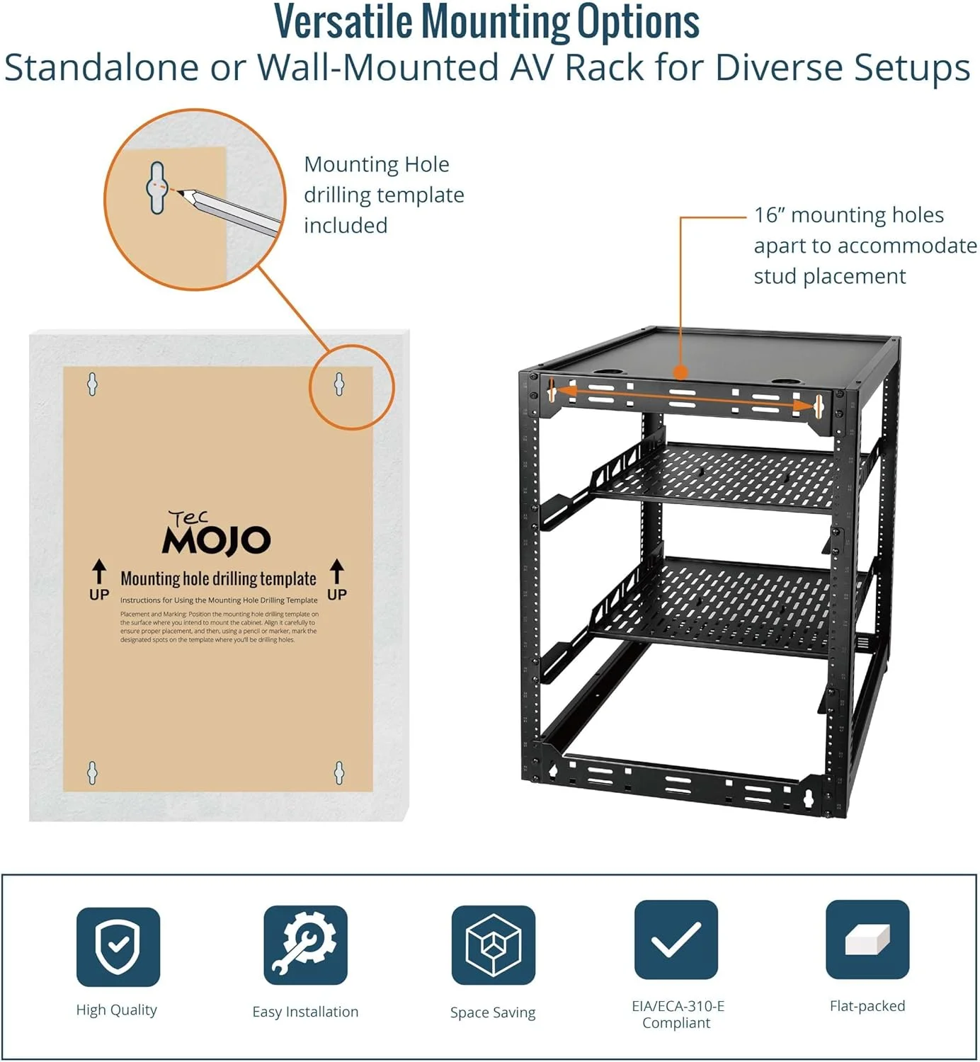 رک شبکه 16U فریم باز TECMOJO برای تجهیزات IT و AV، رک AV ایستاده یا دیواری، با 2 عدد قفسه رک 1U و سخت افزار نصب، رک شبکه برای شبکه 19 اینچی، دستگاه صوتی و تصویری رک شبکه 16U فریم باز TECMOJO برای تجهیزات IT و AV، رک AV ایستاده یا دیواری، با 2 عدد قفسه رک 1U و سخت افزار نصب، رک شبکه برای شبکه 19 اینچی، دستگاه صوتی و تصویری