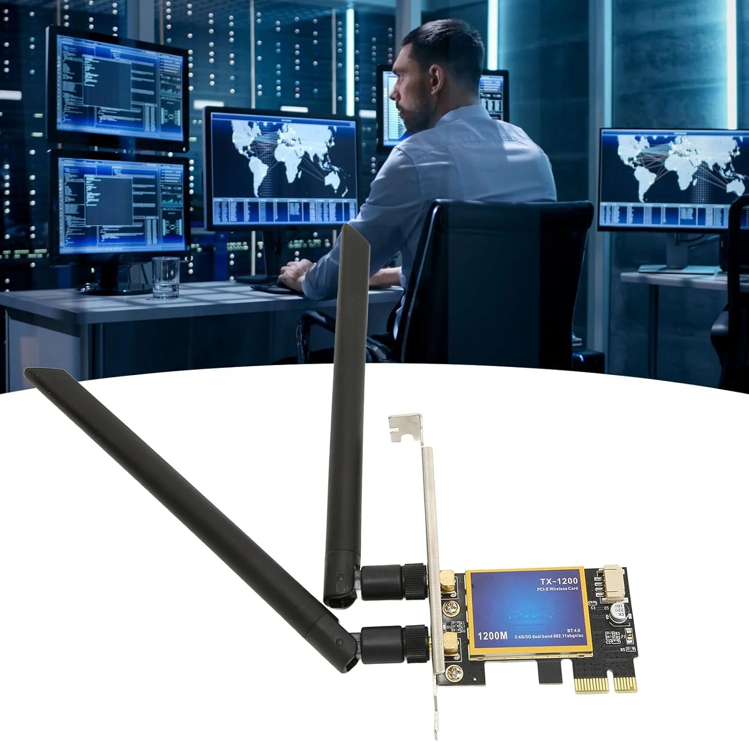 کارت شبکه وای فای PCI E با سرعت 1200 مگابیت بر ثانیه، آداپتور بی سیم 4.0، کارت وای فای دو بانده برای بازی و استریم