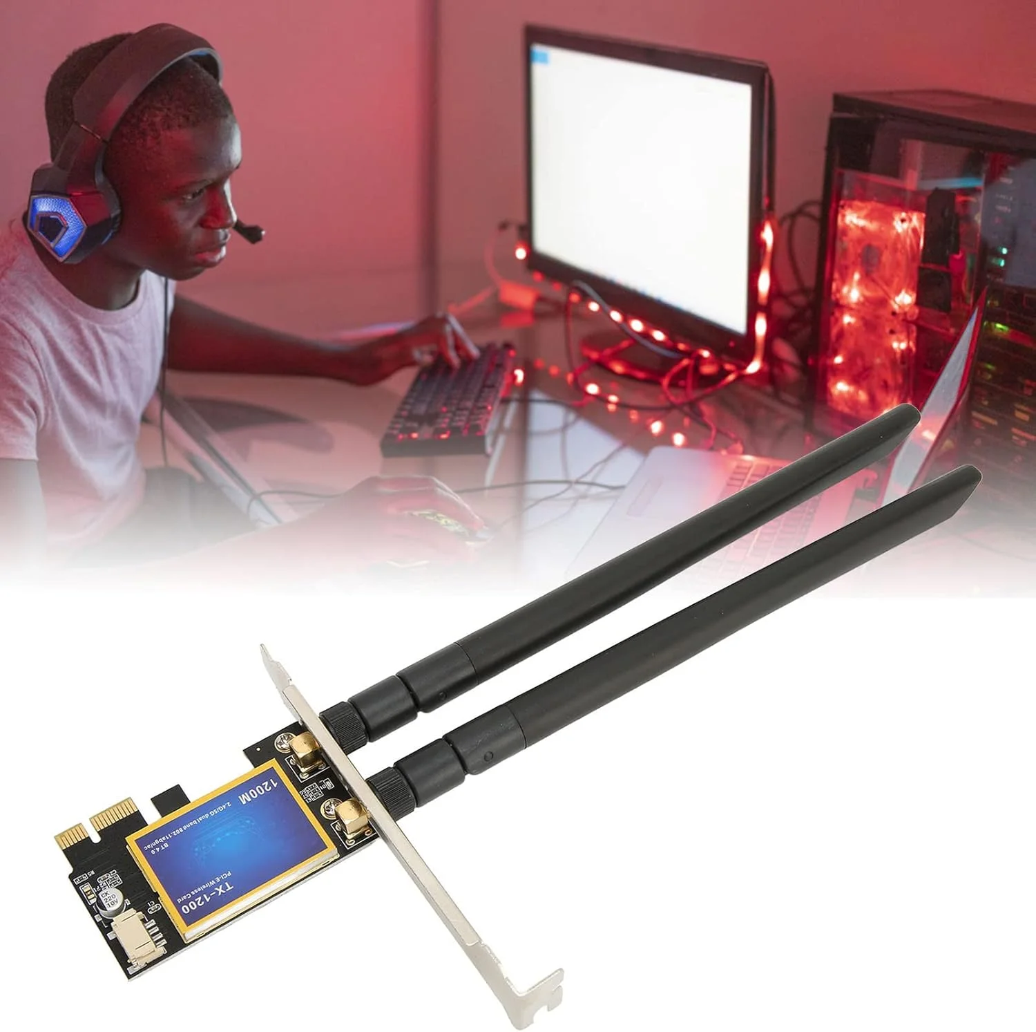 کارت شبکه وای فای PCI E با سرعت 1200 مگابیت بر ثانیه، آداپتور بی سیم 4.0، کارت وای فای دو بانده برای بازی و استریم