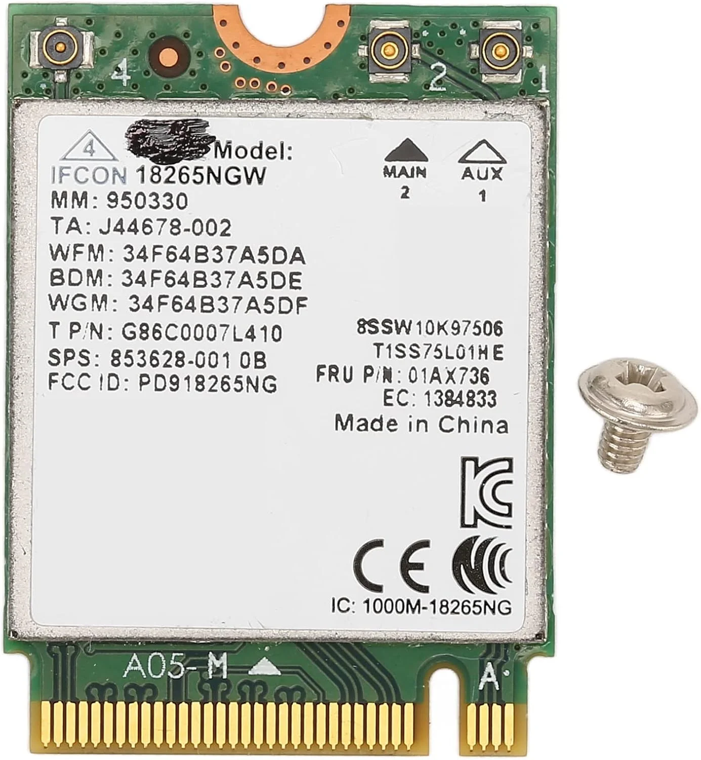 کارت شبکه وای فای بی سیم Bewinner، دو باند 867 مگابیت بر ثانیه، آداپتور شبکه برای لپ تاپ های دارای اسلات NGFF سازگار با مدل های DELL