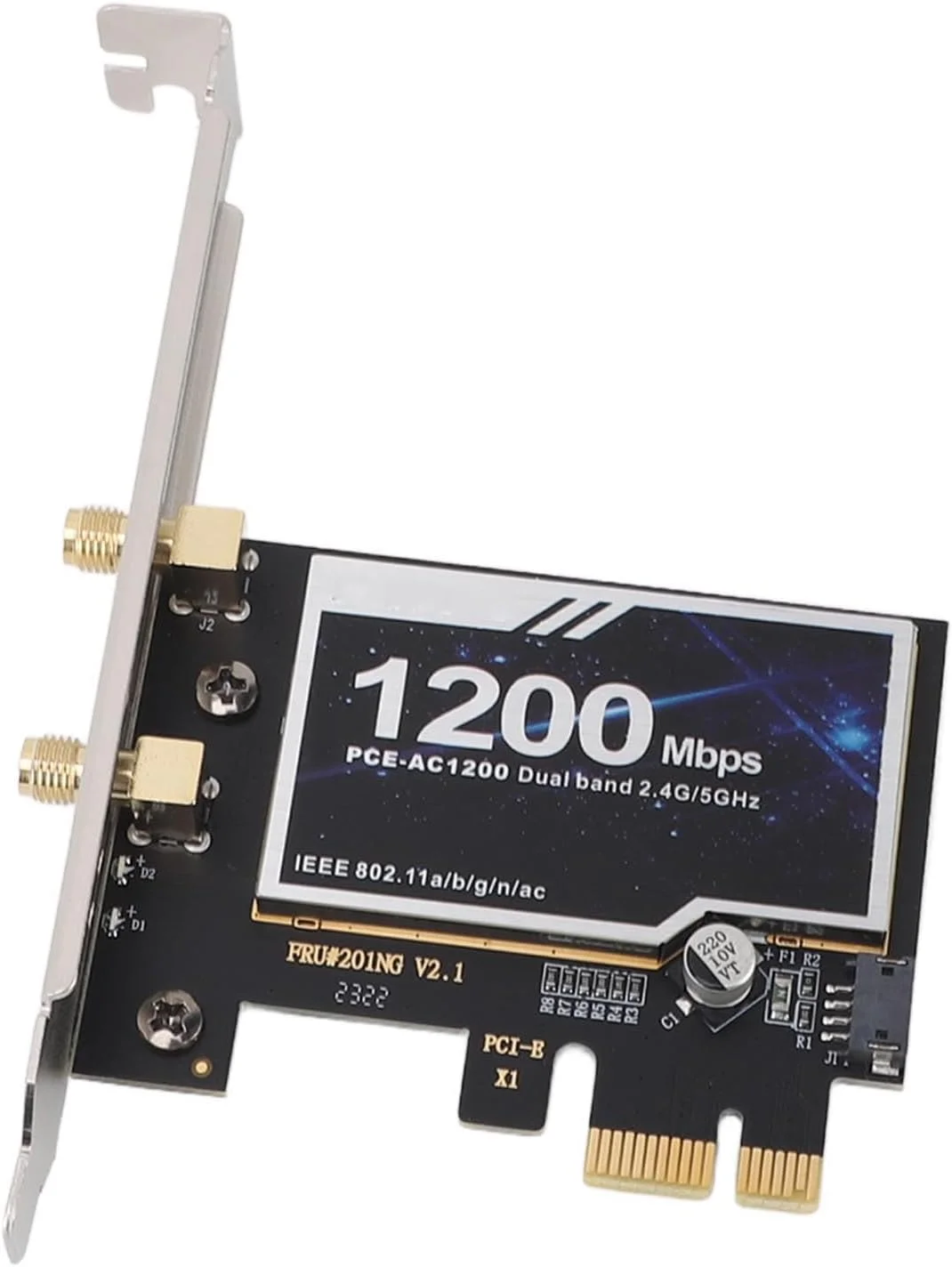 کارت شبکه بی سیم دو بانده Bewinner PCIE با سرعت 1200 مگابیت بر ثانیه به همراه بلوتوث 4.2، کارت رابط شبکه گیگابیتی 2.4 گیگاهرتز/5 گیگاهرتز، چیپست 8265AC برای کامپیوترهای رومیزی PC 7/8/10