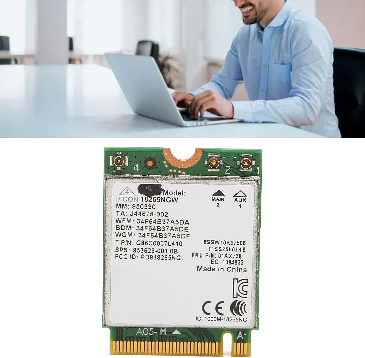 کارت شبکه وای فای بی سیم Bewinner، دو باند 867 مگابیت بر ثانیه، آداپتور شبکه برای لپ تاپ های دارای اسلات NGFF سازگار با مدل های DELL