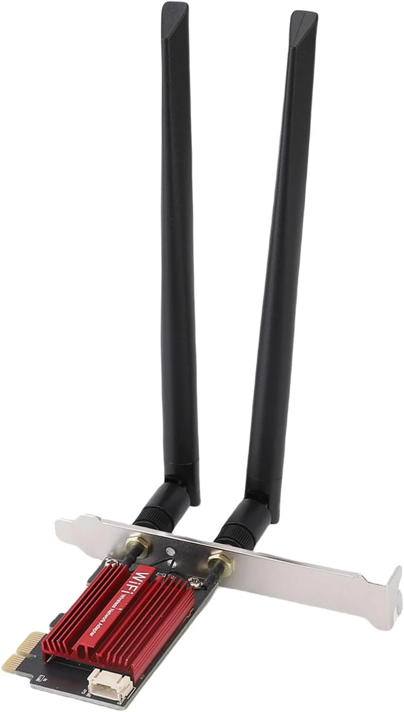 کارت شبکه بی سیم Bewinner WiFi 6E PCIe با سرعت 4200 مگابیت بر ثانیه، سه بانده 2.4 گیگاهرتز، 5 گیگاهرتز، 6 گیگاهرتز، آداپتور بلوتوث 5.2 با تاخیر کم، کارت شبکه PCI Express برای رایانه شخصی رومیزی 11 10