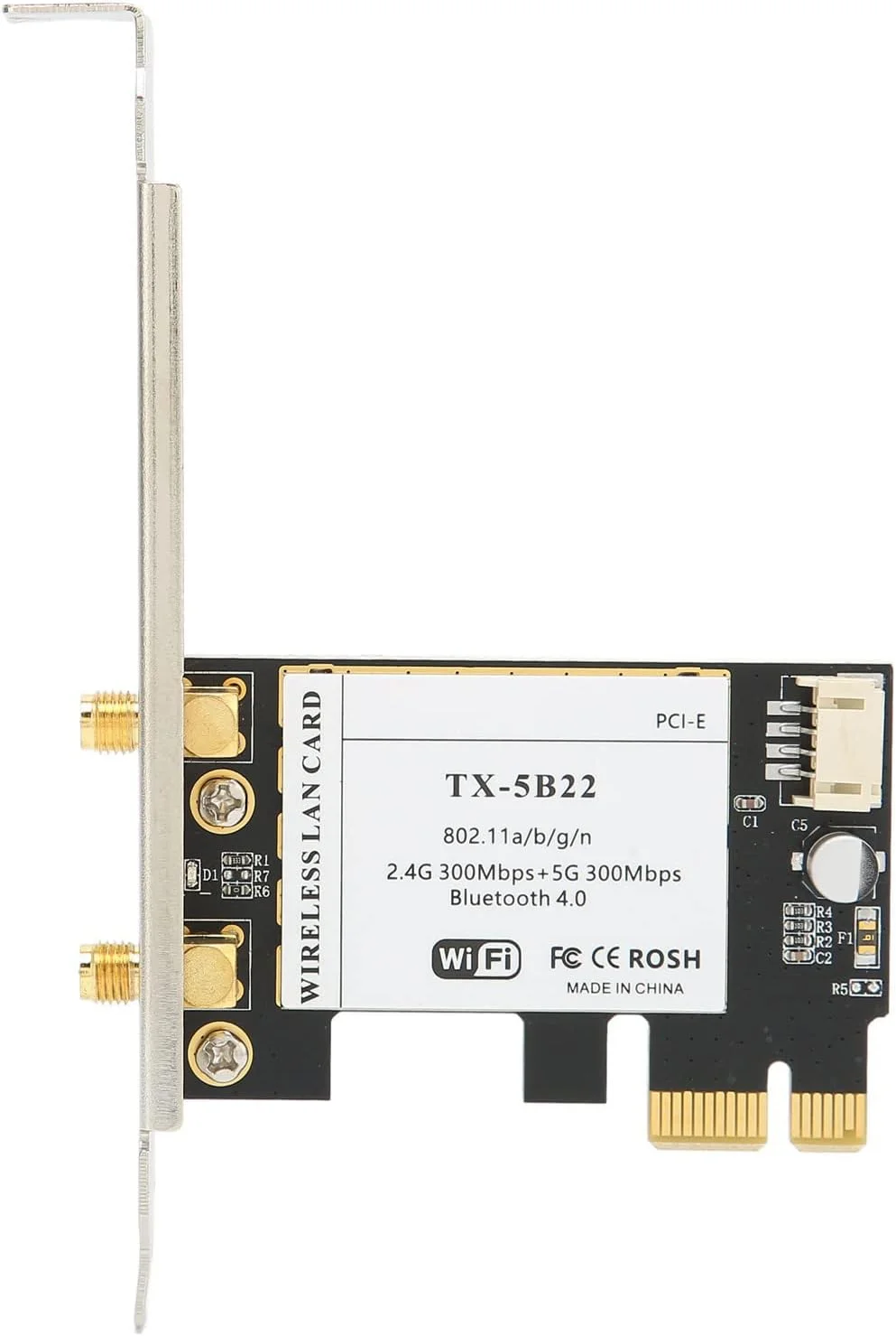 آداپتور وای فای Bewinner PCIe با آنتن، کارت وایرلس دو بانده 300 مگابیت بر ثانیه با بلوتوث 4.2، X1/X4/X8/X16 برای اینترنت کامپیوترهای شخصی