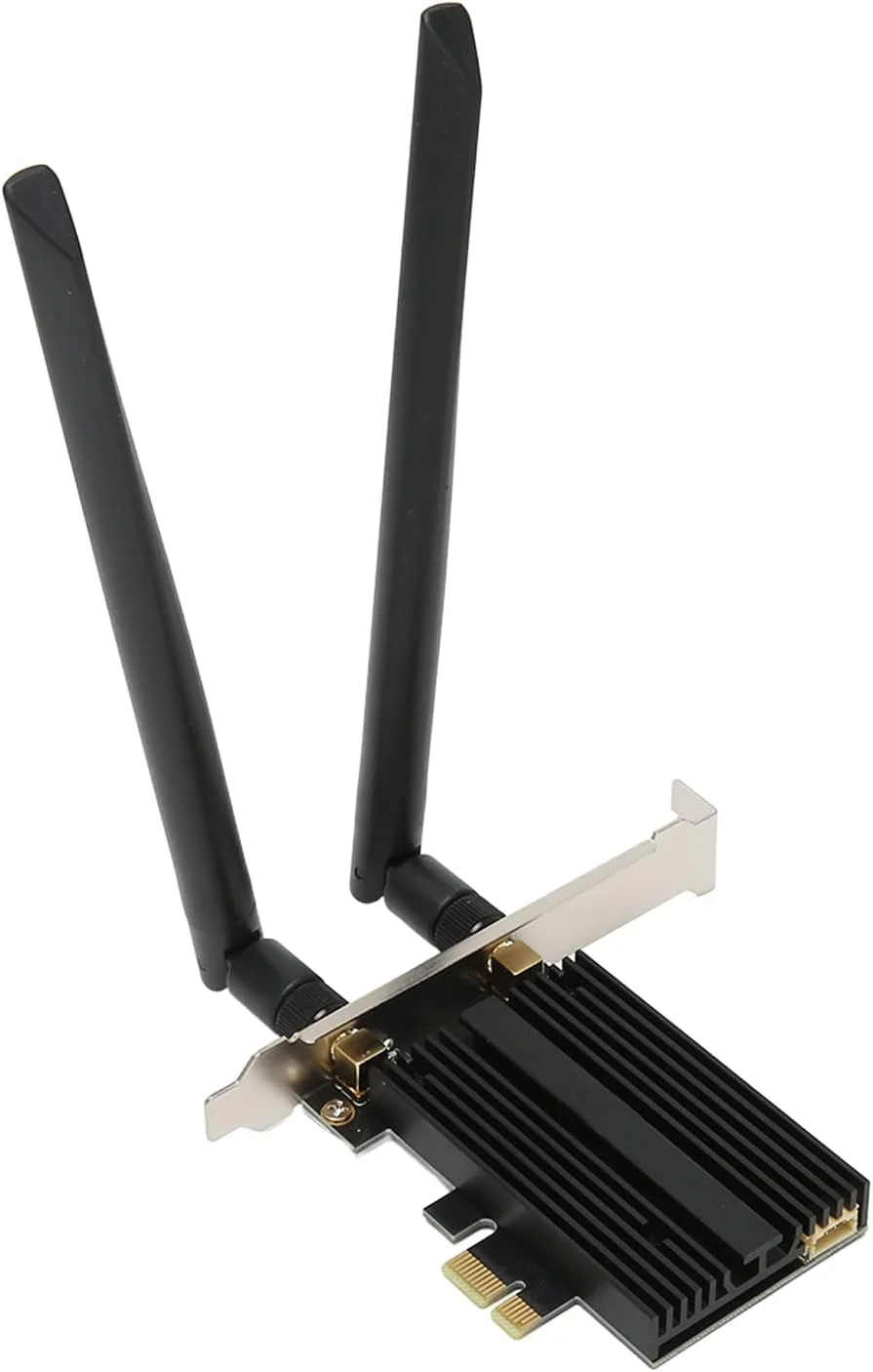کارت شبکه وای فای 6E AX210 PCI-E با BT5.2 سه بانده 6GHz/5GHz/2.4GHz با امنیت WPA3، آنتن دوگانه، ضد تداخل قوی برای کامپیوترهای رومیزی سازگار با