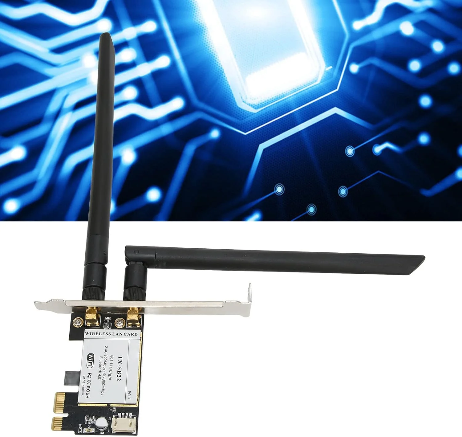 آداپتور وای فای Bewinner PCIe با آنتن، کارت وایرلس دو بانده 300 مگابیت بر ثانیه با بلوتوث 4.2، X1/X4/X8/X16 برای اینترنت کامپیوترهای شخصی آداپتور وای فای Bewinner PCIe با آنتن، کارت وایرلس دو بانده 300 مگابیت بر ثانیه با بلوتوث 4.2، X1/X4/X8/X16 برای اینترنت کامپیوترهای شخصی