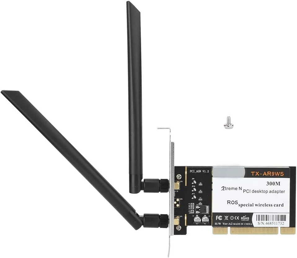 کارت شبکه بی‌سیم AR9220 300Mbps کارت شبکه دسکتاپ 2.4G/5G دو بانده PCI آداپتور وای فای با آنتن، برای ویندوز XP / 7/8/10/ROS