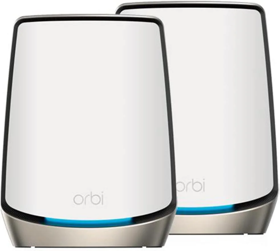 سیستم مش وای فای 6 سه باندی NETGEAR Orbi (RBK862S) – روتر با 1 توسعه دهنده ماهواره ای، پوشش تا 5400 فوت مربع، 100 دستگاه، پورت اینترنت 10 گیگ، AX6000 (تا 6 گیگابیت در ثانیه)
