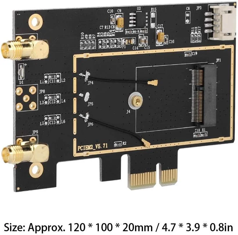 کارت PCI-E M.2/NGFF، مبدل کارت شبکه M.2 NGFF به PCI-E 1X برای کامپیوتر رومیزی، آداپتور WIFI WLAN برای 8260 7265 1535 7260 با آنتن دو بانده 2.4/5G پشتیبانی از NIC