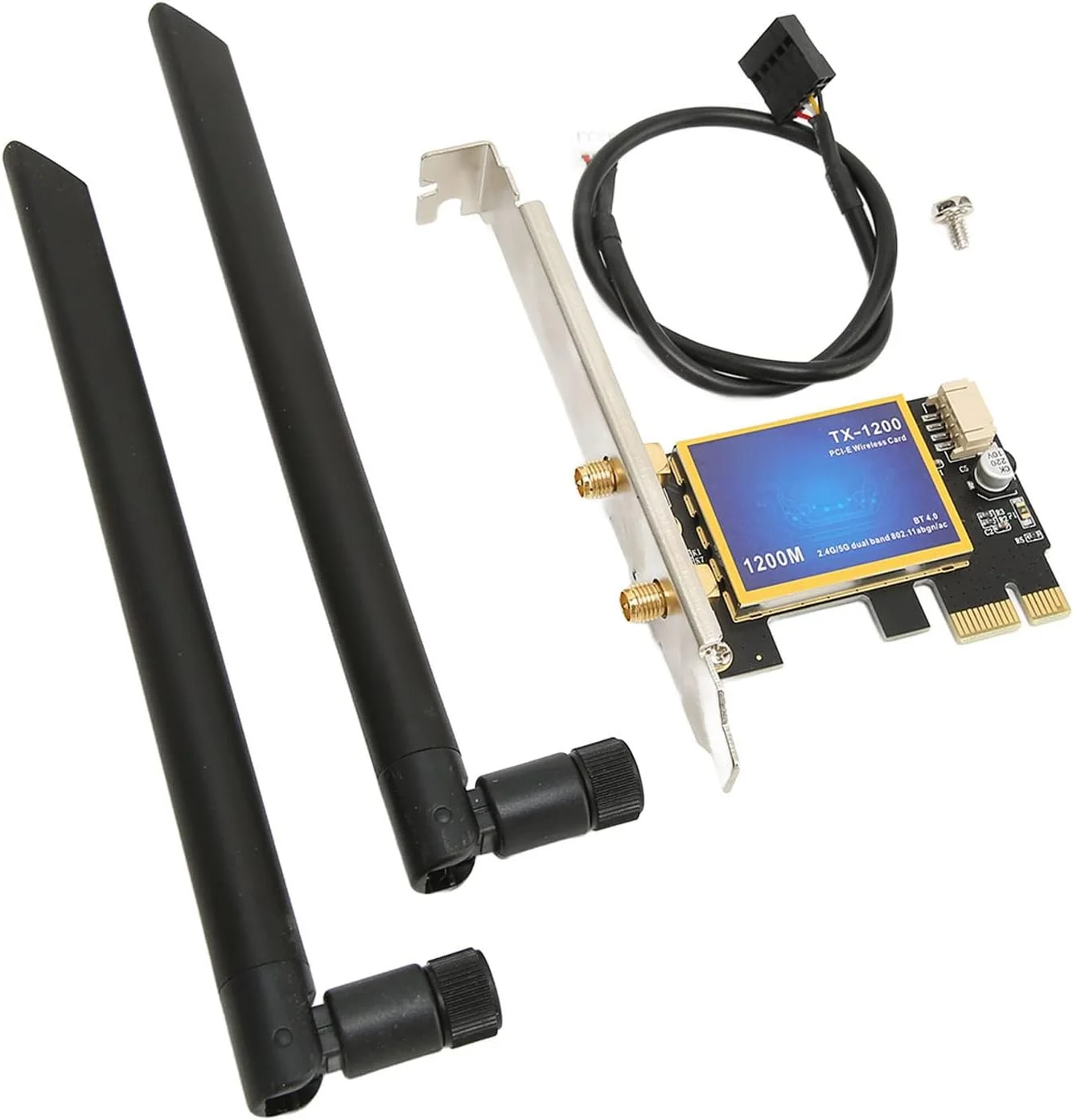 آداپتور کارت وای فای PCIEx1 با سرعت 1200 مگابیت بر ثانیه، آداپتور کارت وای فای دو بانده 2.4 گیگاهرتز 5 گیگاهرتز برای رایانه شخصی، اتصال بی سیم برای بازی و استریم