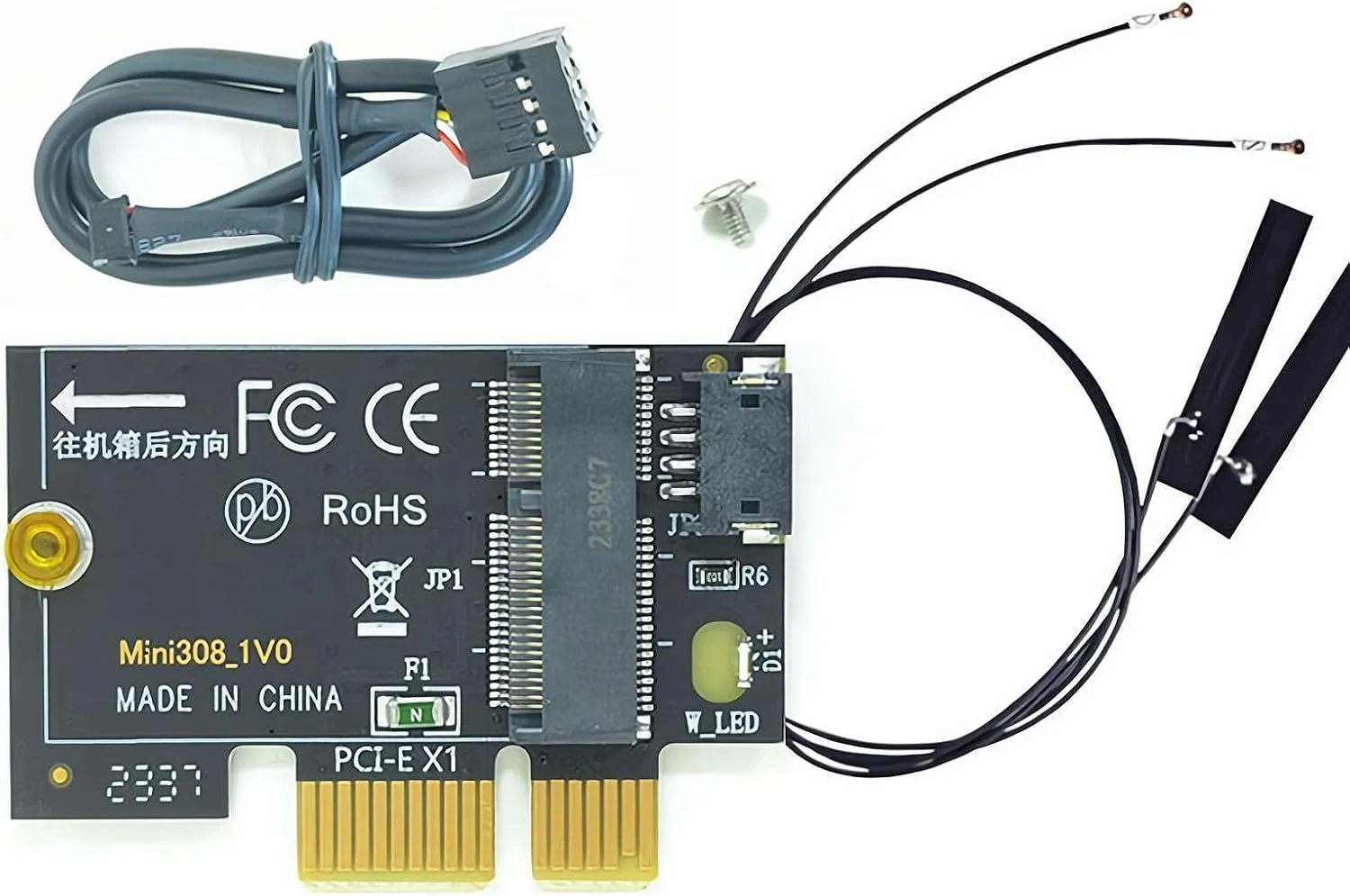 کارت PCI-E M.2/NGFF، مبدل کارت شبکه M.2 NGFF به PCI-E 1X برای کارت شبکه WLAN دسکتاپ برای 8260 7265 1535 7260 با پشتیبانی از آنتن دو بانده 2.4/5G NIC