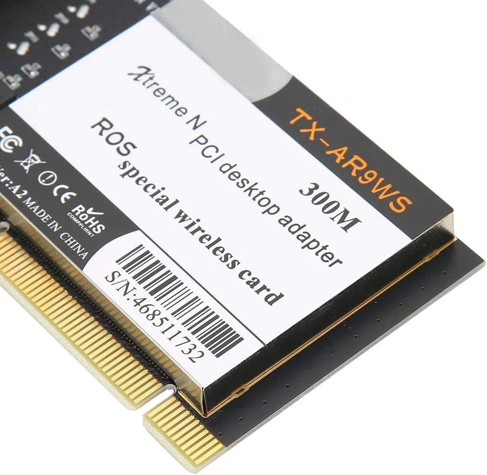 کارت شبکه بی سیم PCI دسکتاپ 300 مگابیت بر ثانیه 802.11b/g/n AR9223 به همراه 2 آنتن، سازگاری گسترده کارت شبکه بی سیم PCI دسکتاپ 300 مگابیت بر ثانیه 802.11b/g/n AR9223 به همراه 2 آنتن، سازگاری گسترده