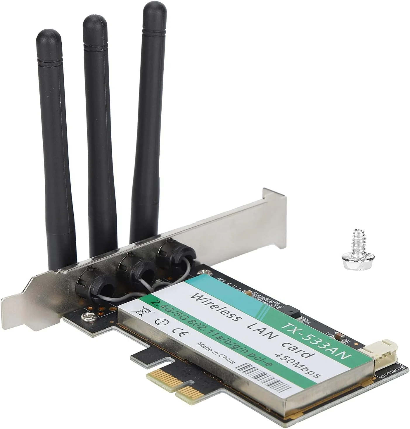 کارت شبکه وای فای PCI?E، دو بانده 2.4/5 گیگاهرتز 450 مگابیت بر ثانیه بی سیم 3 آنتن PCI Express، سازگار با PCI?E X1/X4/X8/X16، برای رایانه شخصی رومیزی