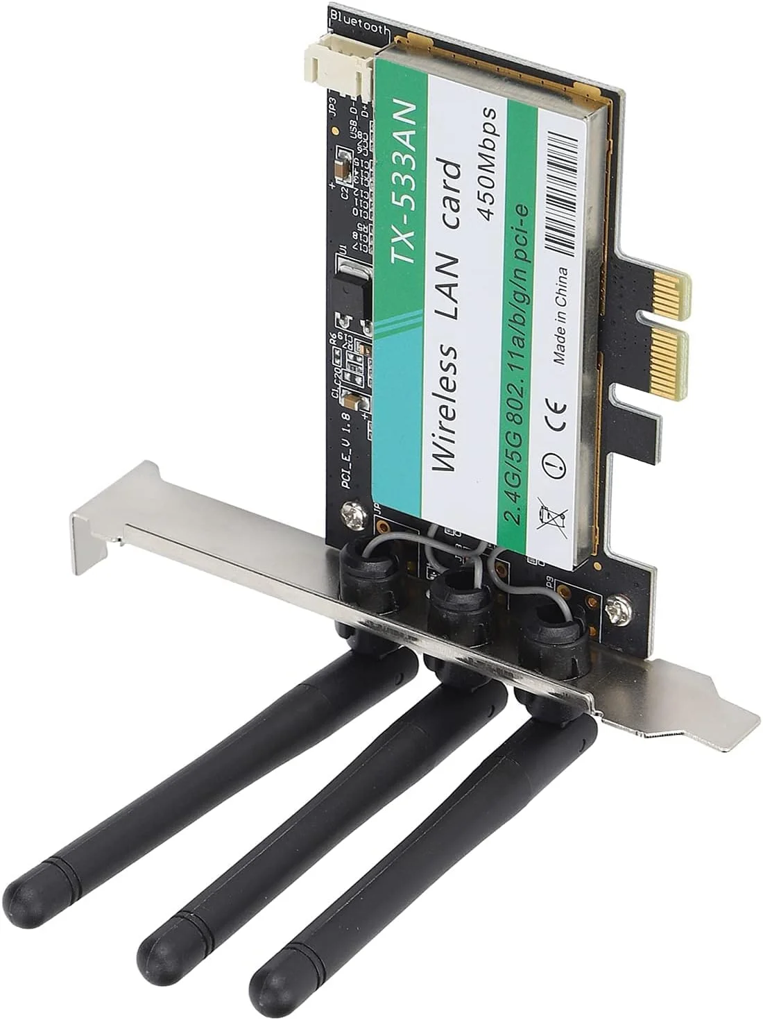 کارت شبکه وای فای PCI?E، دو بانده 2.4/5 گیگاهرتز 450 مگابیت بر ثانیه بی سیم 3 آنتن PCI Express، سازگار با PCI?E X1/X4/X8/X16، برای رایانه شخصی رومیزی