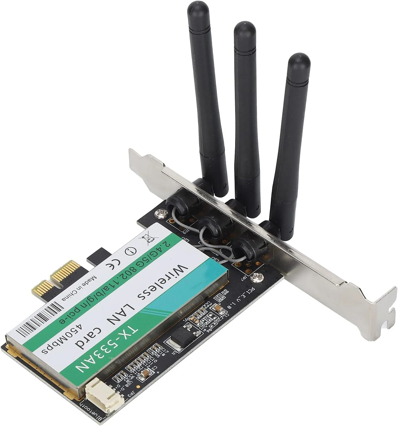 کارت شبکه وای فای PCI?E، دو بانده 2.4/5 گیگاهرتز 450 مگابیت بر ثانیه بی سیم 3 آنتن PCI Express، سازگار با PCI?E X1/X4/X8/X16، برای رایانه شخصی رومیزی