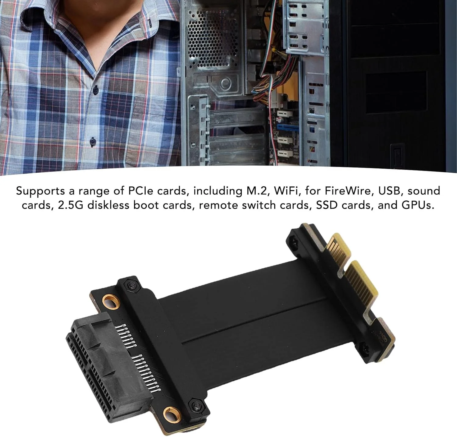 کابل افزایش طول PCIE 4.0 مدل Jiawu، آداپتور سریع و کامل برای کارت صدای گیمینگ M.2 USB (طول 10 سانتی متر)