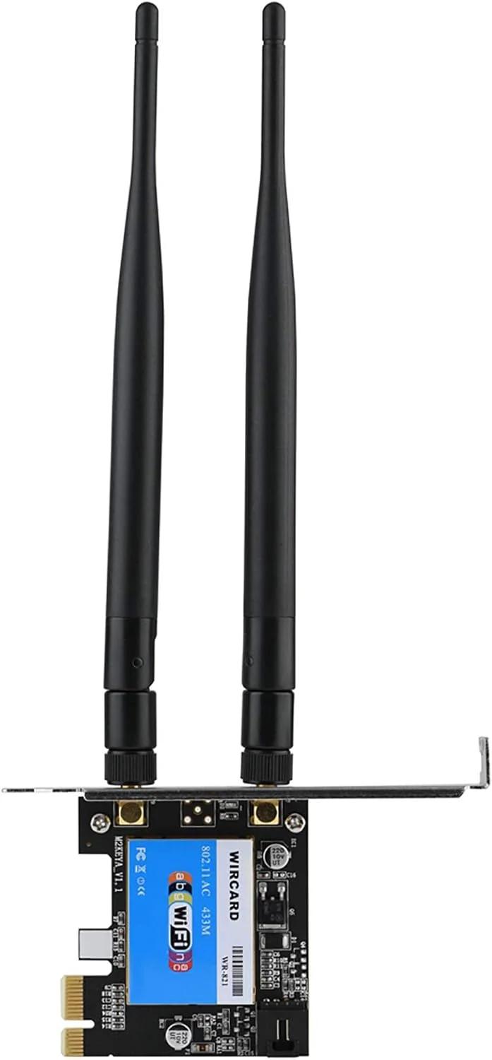 کارت شبکه بی‌سیم PCI Express، آداپتور وای‌فای PCIE دو بانده 2.4G 5G با سرعت 433 مگابیت بر ثانیه برای کامپیوترهای رومیزی با بلوتوث 4.0، اتصال اینترنت پایدار، نصب آسان، مناسب برای 8 و 10