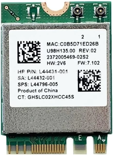 کارت شبکه وای فای دو بانده RTL8822CE 802.11ac سازگار با BT5.0 با سرعت 1200 مگابیت بر ثانیه به همراه 2 آنتن IPX