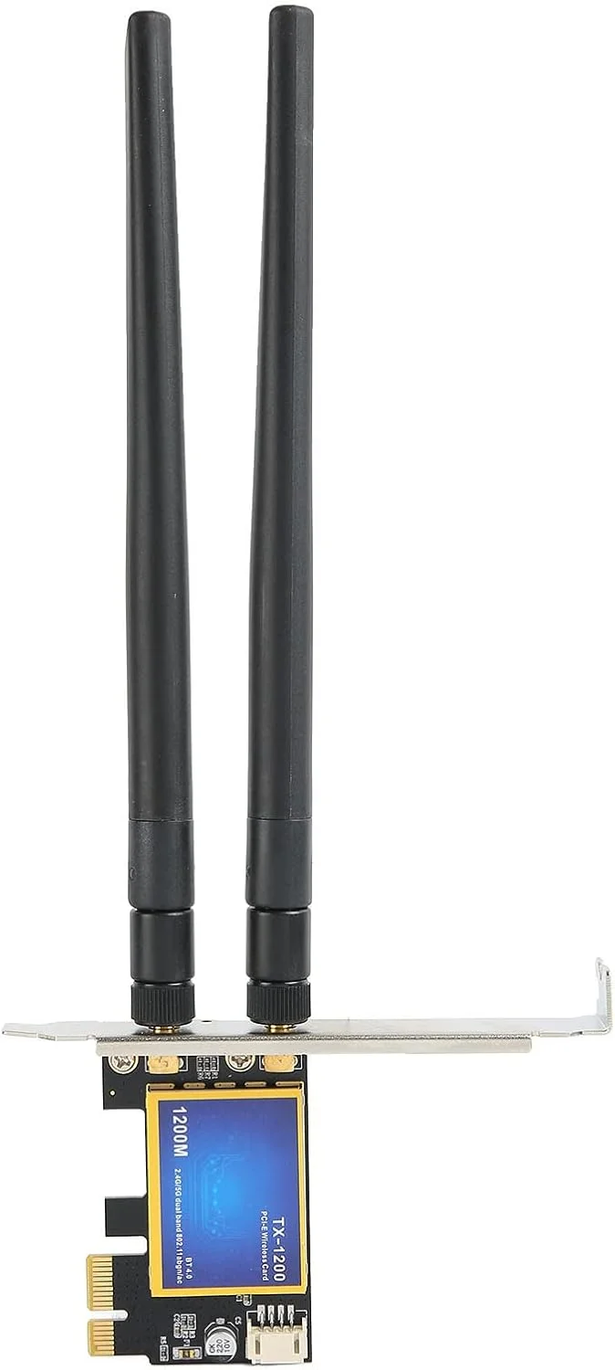 کارت شبکه وای فای دو بانده 1200 مگابیت بر ثانیه Eacam PCIE با فناوری 4.0، آداپتور بی سیم دسکتاپ 2.4 گیگاهرتز 5.0 گیگاهرتز برای کامپیوترهای ویندوز 7، 8، 10 با رابط اسلات PCIE