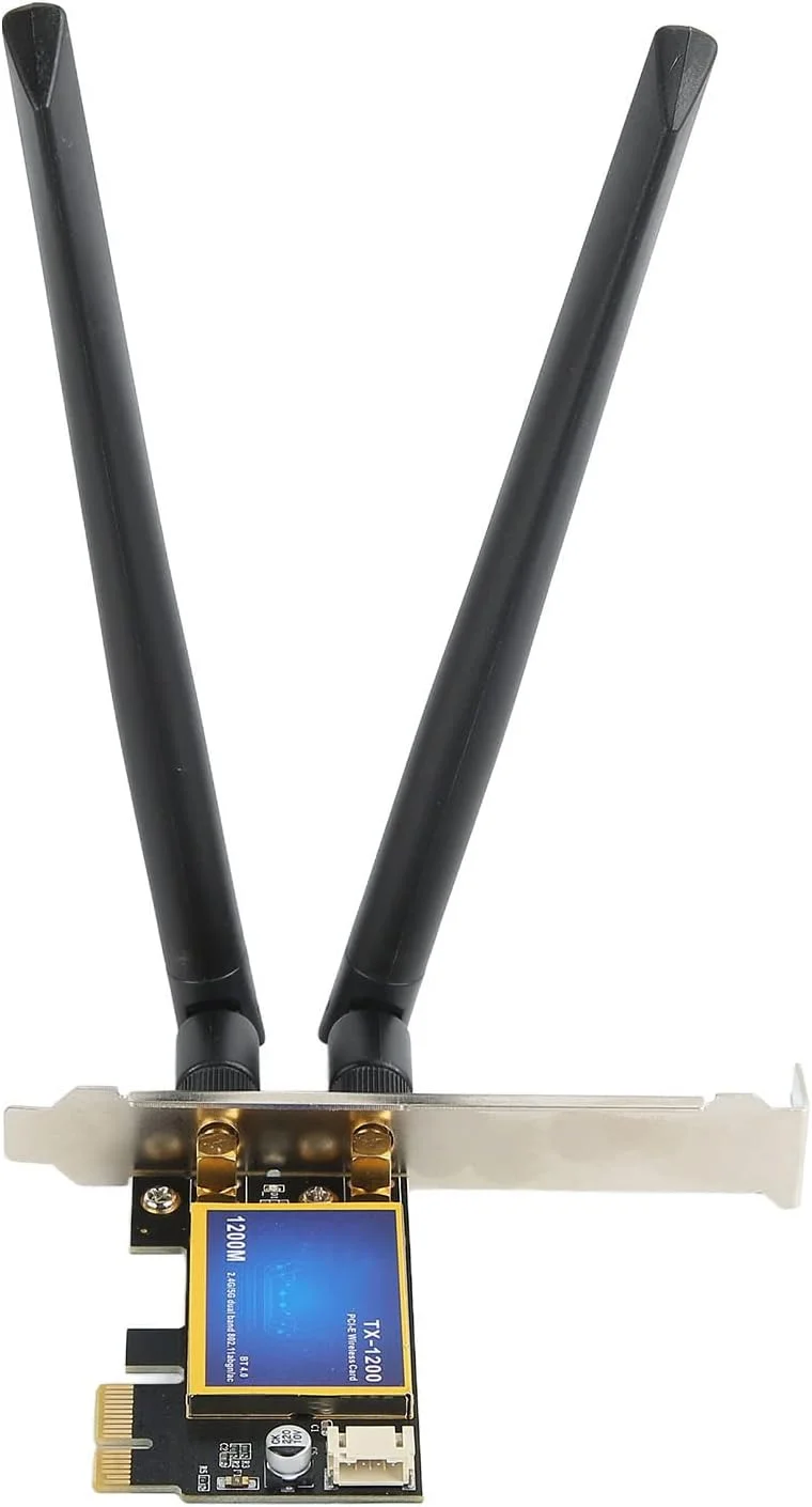 کارت شبکه وای فای دو بانده 1200 مگابیت بر ثانیه Eacam PCIE با فناوری 4.0، آداپتور بی سیم دسکتاپ 2.4 گیگاهرتز 5.0 گیگاهرتز برای کامپیوترهای ویندوز 7، 8، 10 با رابط اسلات PCIE کارت شبکه وای فای دو بانده 1200 مگابیت بر ثانیه Eacam PCIE با فناوری 4.0، آداپتور بی سیم دسکتاپ 2.4 گیگاهرتز 5.0 گیگاهرتز برای کامپیوترهای ویندوز 7، 8، 10 با رابط اسلات PCIE