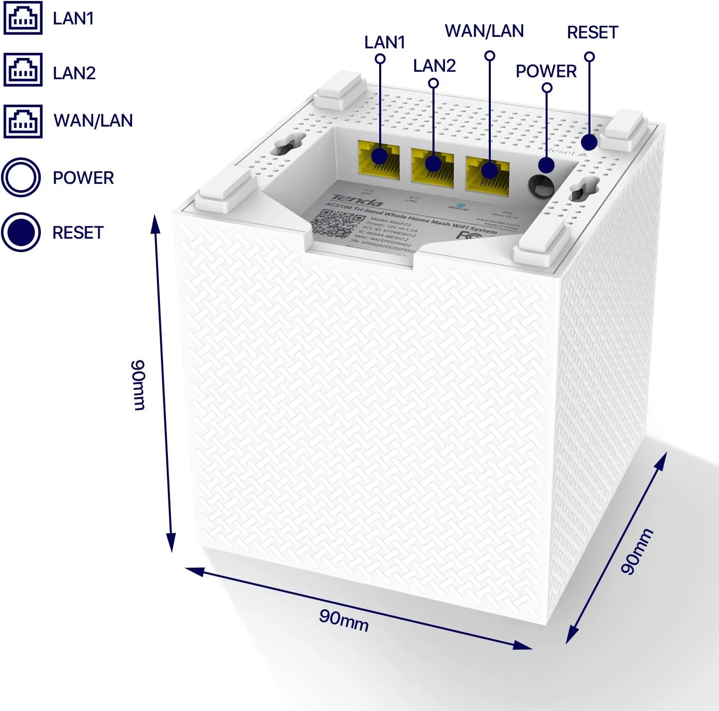 سیستم وای‌فای مش سه بانده تندا نوا (MW12) - پوشش کل خانه تا 550 متر مربع، جایگزین روتر و توسعه دهنده وای‌فای، روتر مش گیگابیتی، کنترل والدین، نصب آسان، بسته 3 عددی