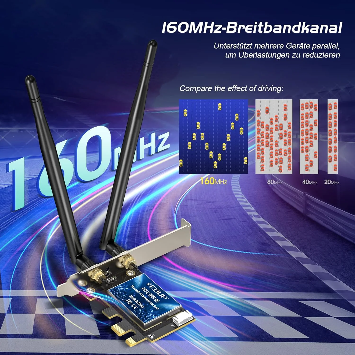 کارت شبکه وای فای 6E بلوتوث 5.2 PCIE اینتل AX210 با سرعت 5400 مگابیت بر ثانیه، آداپتور کارت شبکه WLAN، آنتن دو بانده 2.4 گیگاهرتز/5 گیگاهرتز 802.11AX، تراشه AX210 مقرون به صرفه برای کامپیوترهای رومیزی ویندوز 10 و 11 نسخه 64 بیتی