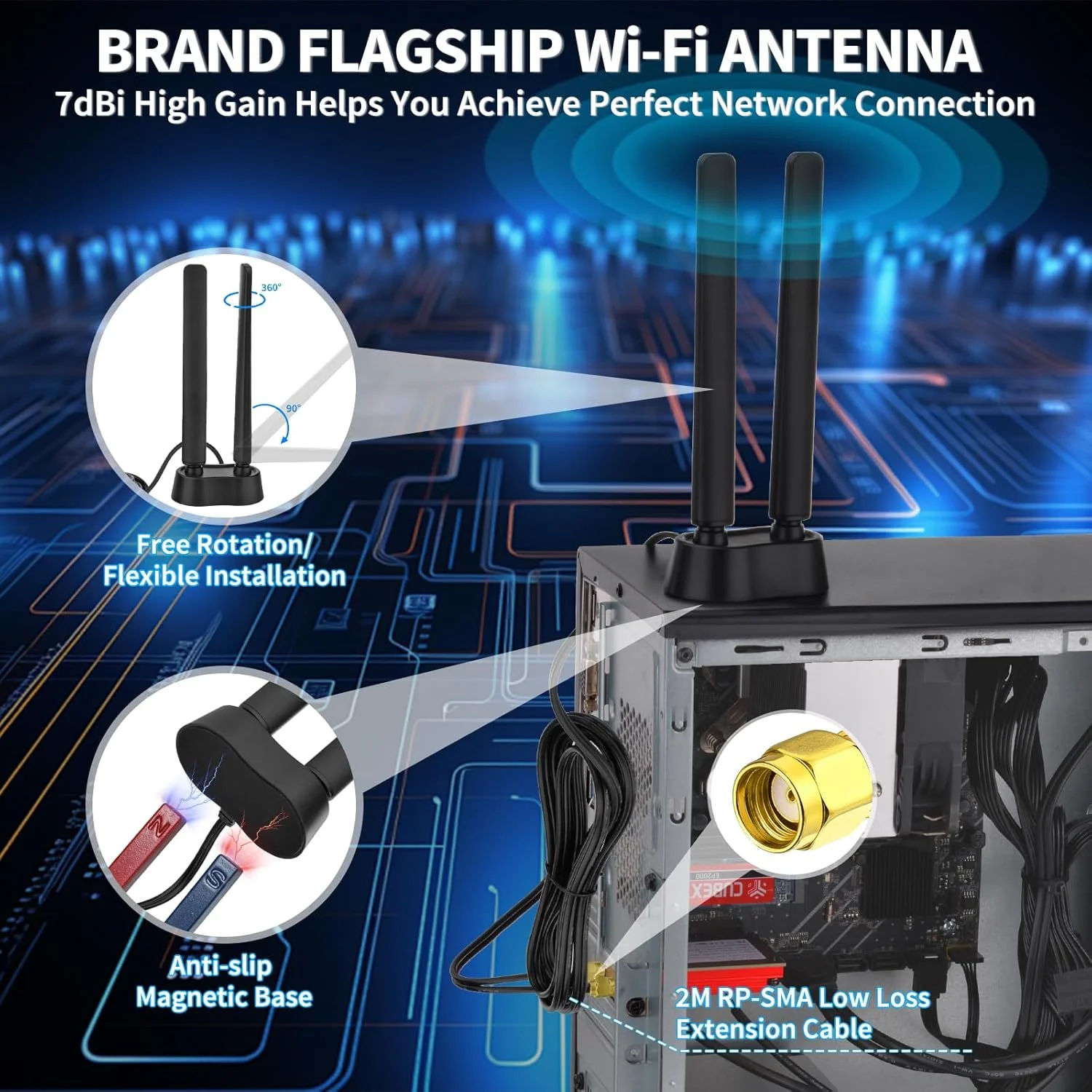 کارت شبکه وایرلس WLAN مدل Eightwood AX210، بلوتوث 5.3، کارت PCI-E با سرعت 5374 مگابیت بر ثانیه، سه باند 6G/5G/2.4G به همراه آنتن و CD برای کامپیوتر و لپ تاپ ویندوز 11/10 (64 بیتی)