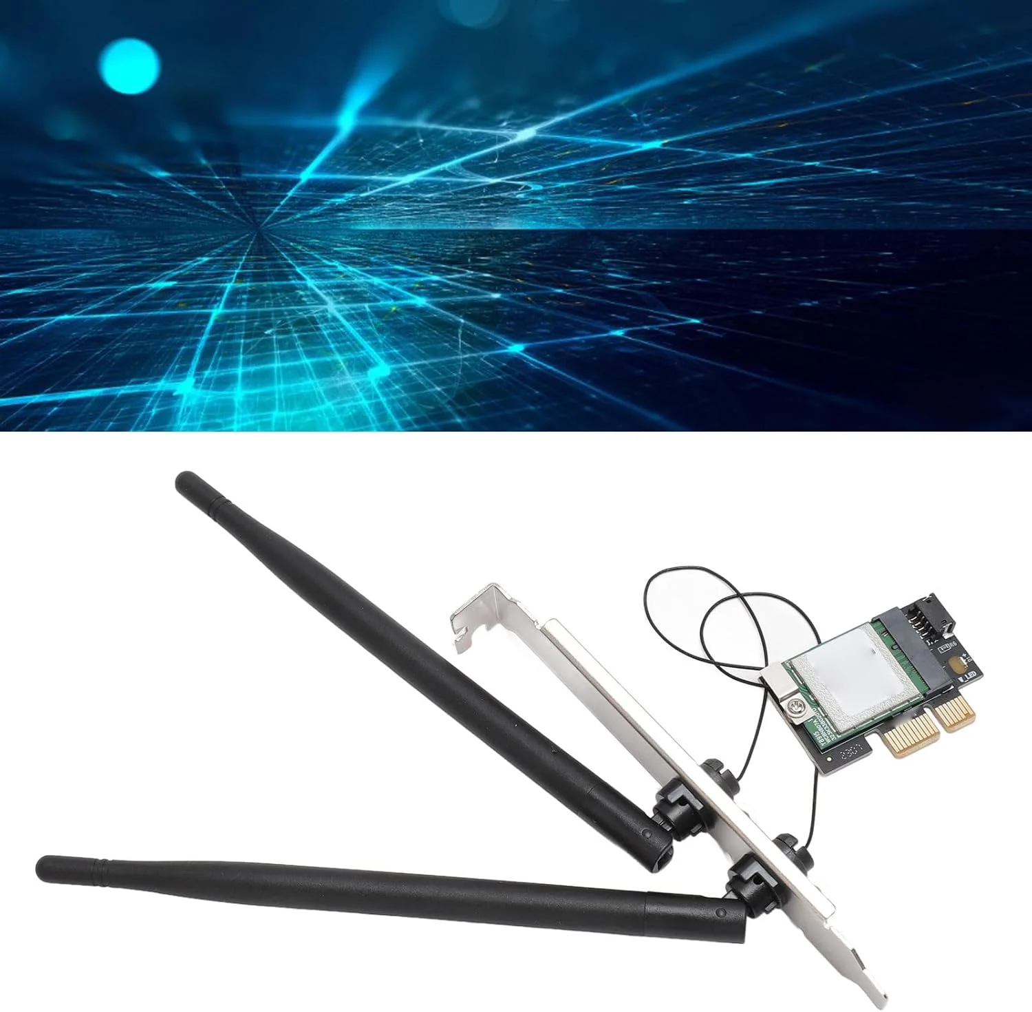 کارت شبکه بی‌سیم Elprico WLAN، کارت آداپتور PCIe WLAN برای رایانه شخصی رومیزی 8/10/11، 2.4G 5G 867 مگابیت بر ثانیه دو بانده 5 (آنتن غیر قابل جدا شدن)