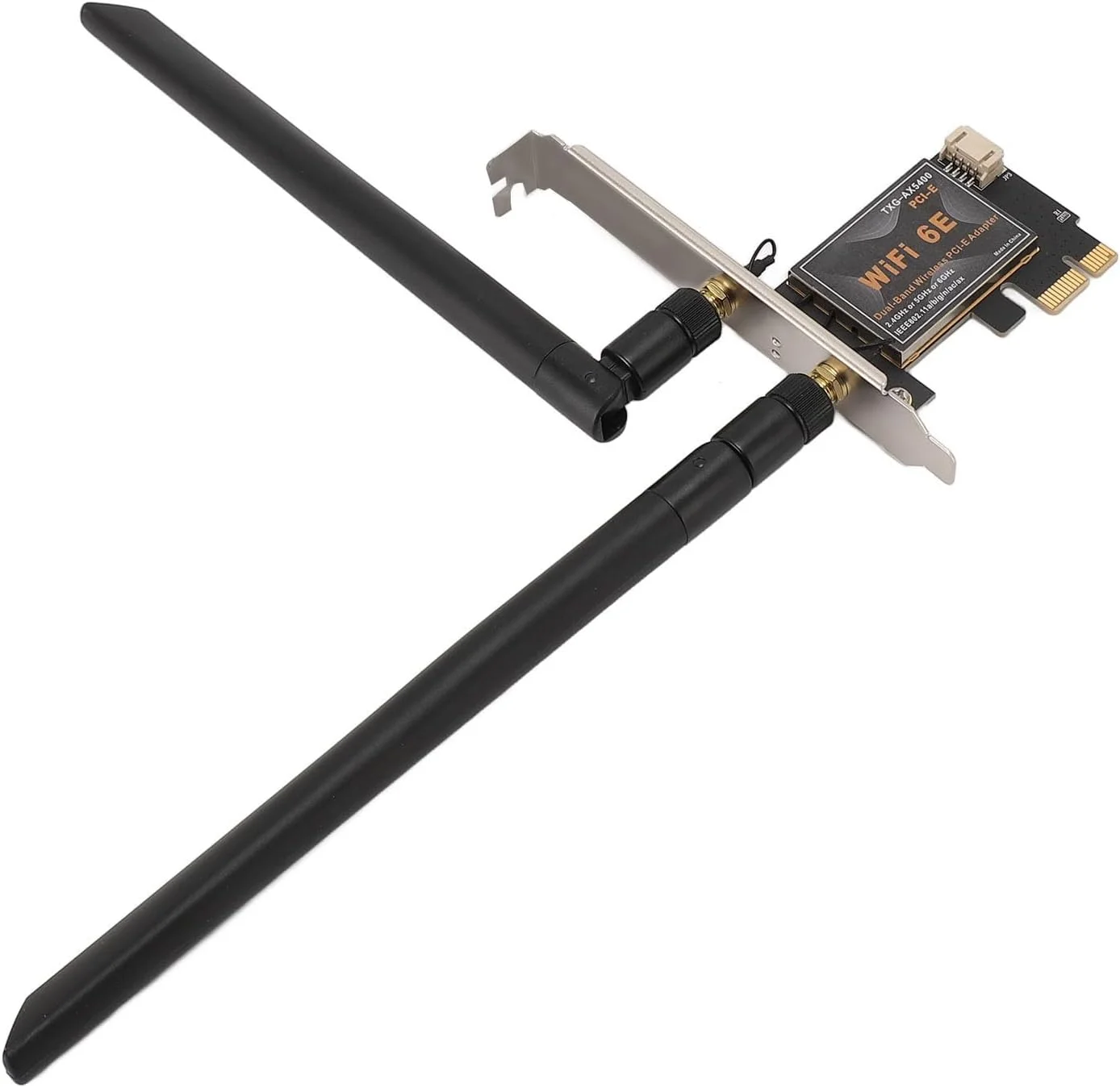 کارت وای فای PCIe عمومی، آداپتور آنتن بی سیم دوگانه 8DB، بی سیم 2.4 گیگاهرتز 5 گیگاهرتز 6 گیگاهرتز 2400 مگابیت بر ثانیه برای رایانه های شخصی (بدون پایه آنتن)