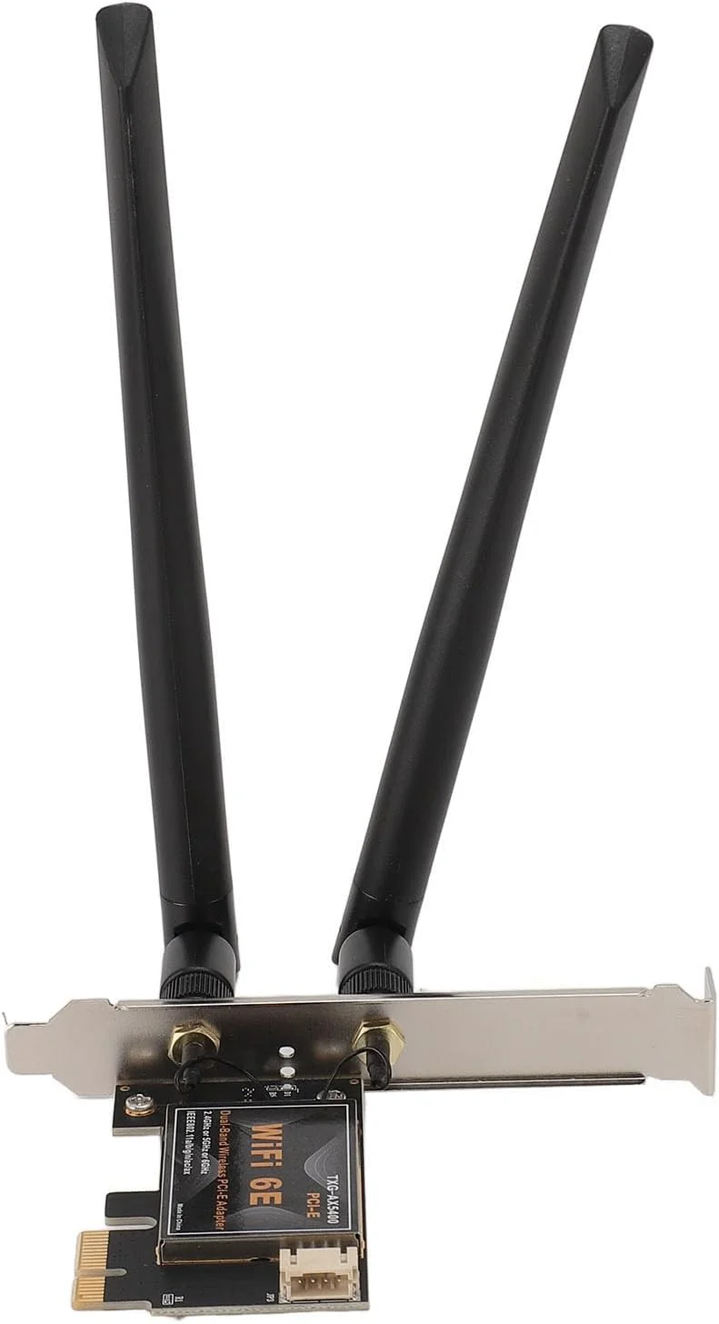 کارت وای فای PCIe عمومی، آداپتور آنتن بی سیم دوگانه 8DB، بی سیم 2.4 گیگاهرتز 5 گیگاهرتز 6 گیگاهرتز 2400 مگابیت بر ثانیه برای رایانه های شخصی (بدون پایه آنتن)