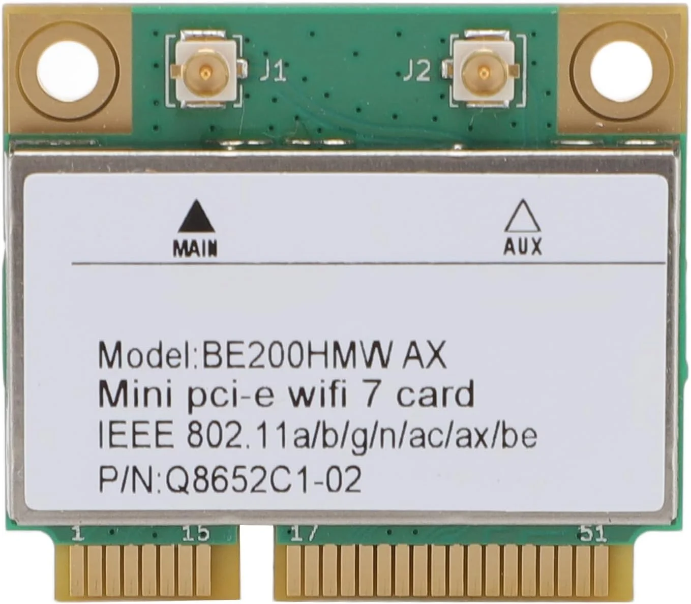 کارت شبکه بی سیم PCI E WiFi 7، 8774 مگابیت بر ثانیه دو بانده 2.4G 5G گیگابیتی، آداپتور WiFi با رابط PCIE و بلوتوث 5.4 BE200HMW برای کامپیوتر (بدون آنتن)