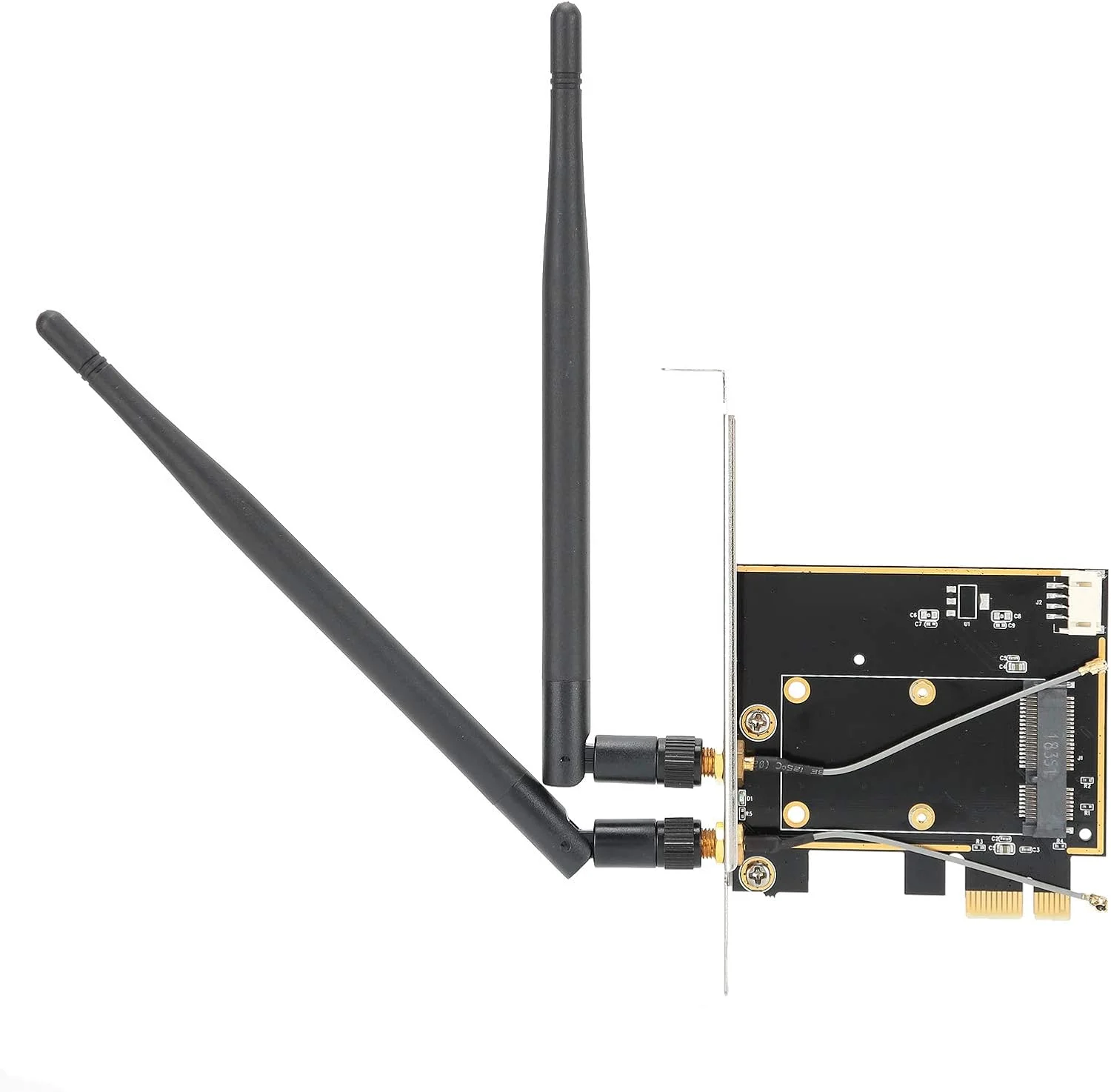 تبدیل مینی PCI-E به PCI-E برای کامپیوتر، آداپتور کارت وای فای مینی PCI-E به PCI-E با 2 آنتن فرکانس بالا 5dB، پشتیبانی از