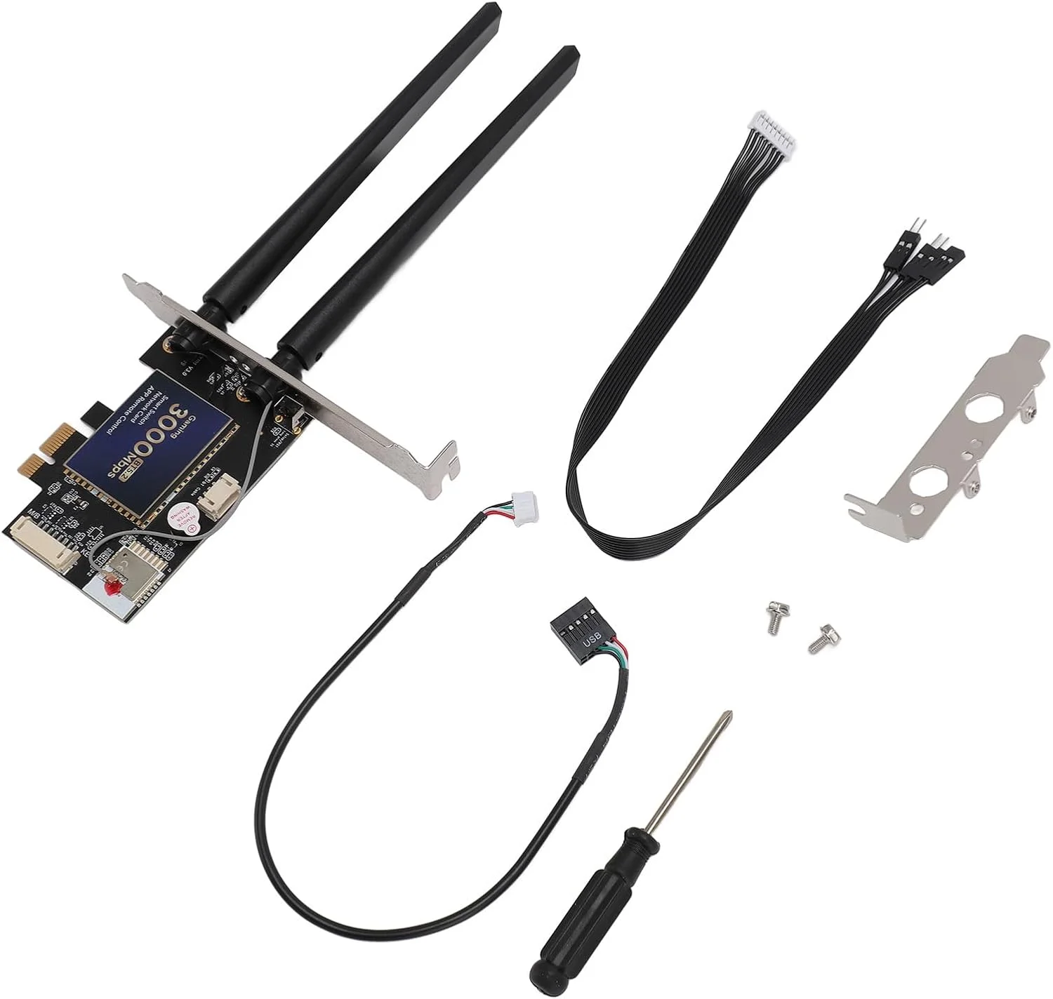 کارت شبکه GOWENIC AX3000 PCIe، وای فای 6، 2.4 گیگاهرتز 5.8 گیگاهرتز، OFDMA MU MIMO، کنترل از راه دور هوشمند APP، آنتن های 6dBi، برای 10/11