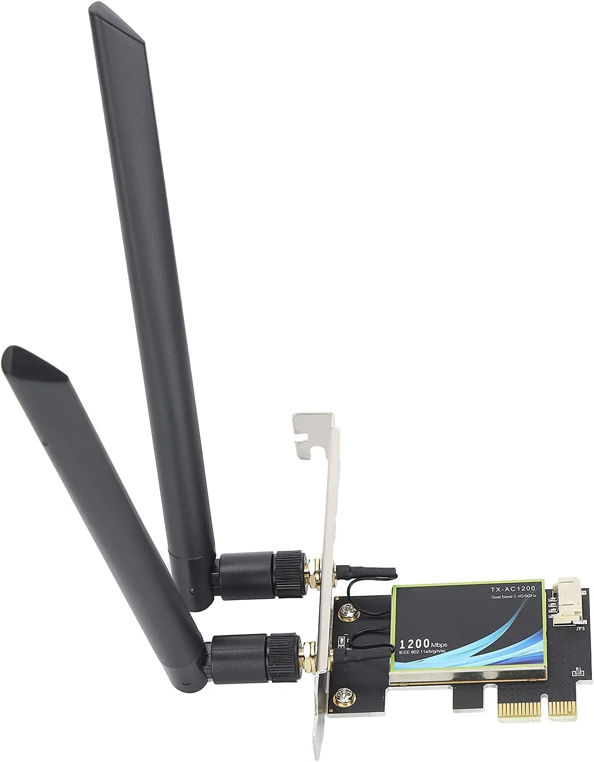 کارت وای فای GQCQGS، کارت Mini PCI-E دو باند 2.4GHz/5GHz 300Mbps/867Mbps آداپتور شبکه بی سیم برای رایانه شخصی رومیزی، با 2 آنتن خارجی با بهره بالا