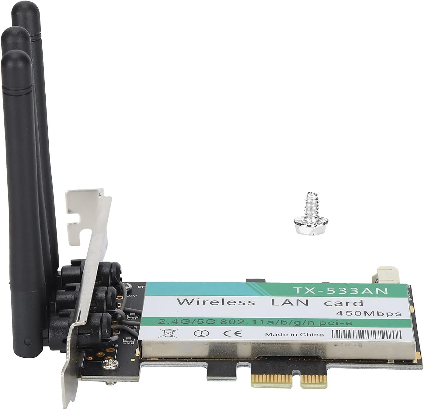 آداپتور وای فای GQCQGS کارت وای فای دوال باند 2.4 گیگاهرتز/5 گیگاهرتز مینی PCI-E با 3 آنتن خارجی با بهره بالا، آداپتور شبکه بی سیم برای رایانه شخصی رومیزی، سرعت انتقال بالا 450 مگابیت بر ثانیه