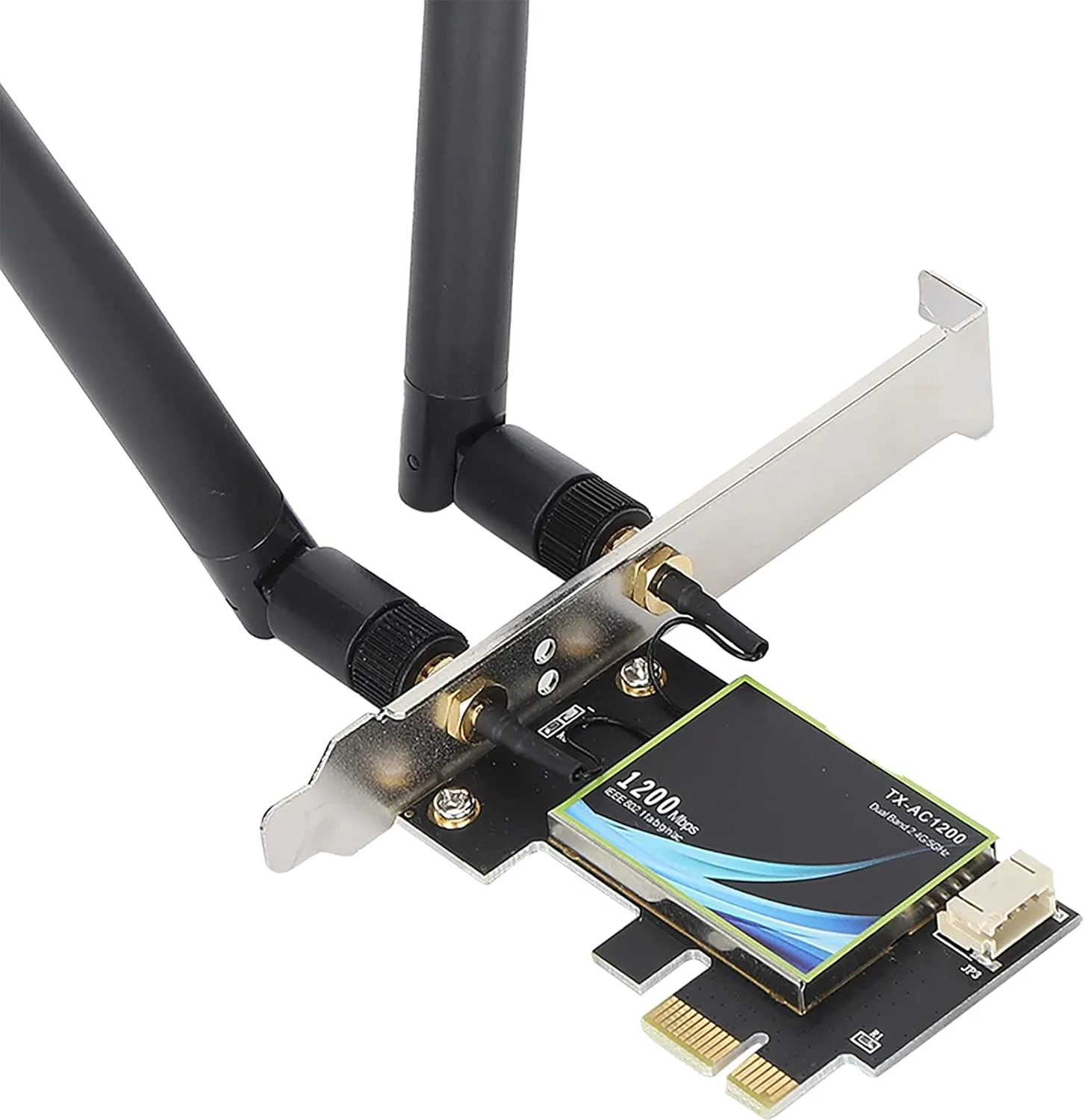 کارت وای فای GQCQGS، کارت Mini PCI-E دو باند 2.4GHz/5GHz 300Mbps/867Mbps آداپتور شبکه بی سیم برای رایانه شخصی رومیزی، با 2 آنتن خارجی با بهره بالا